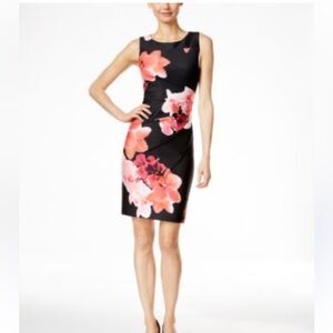 Calvin Klein Sunburst Floral Sheath Dress 6 career professional work